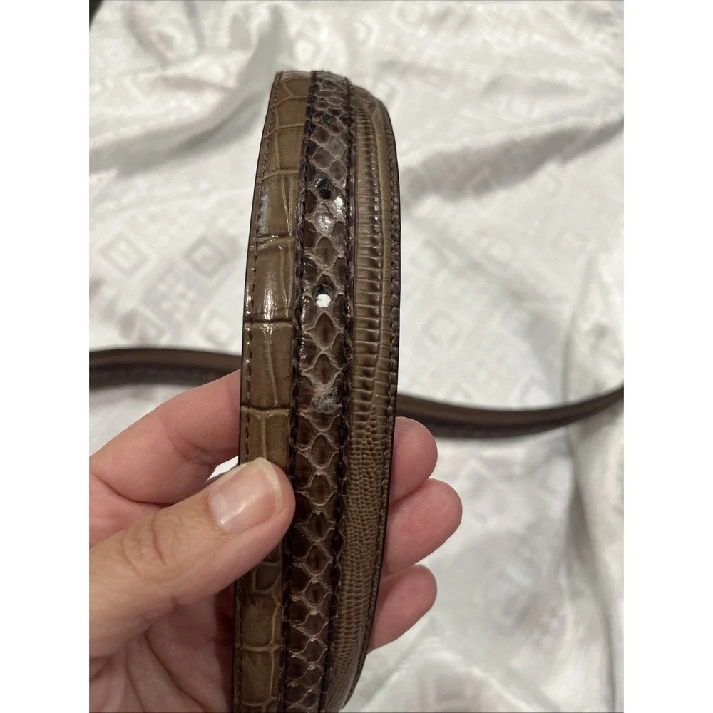 Stacy Adams Brown Leather Belt Snakeskin Reptile Embossed Moc Croc Mens 50